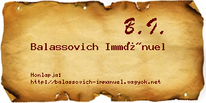 Balassovich Immánuel névjegykártya
